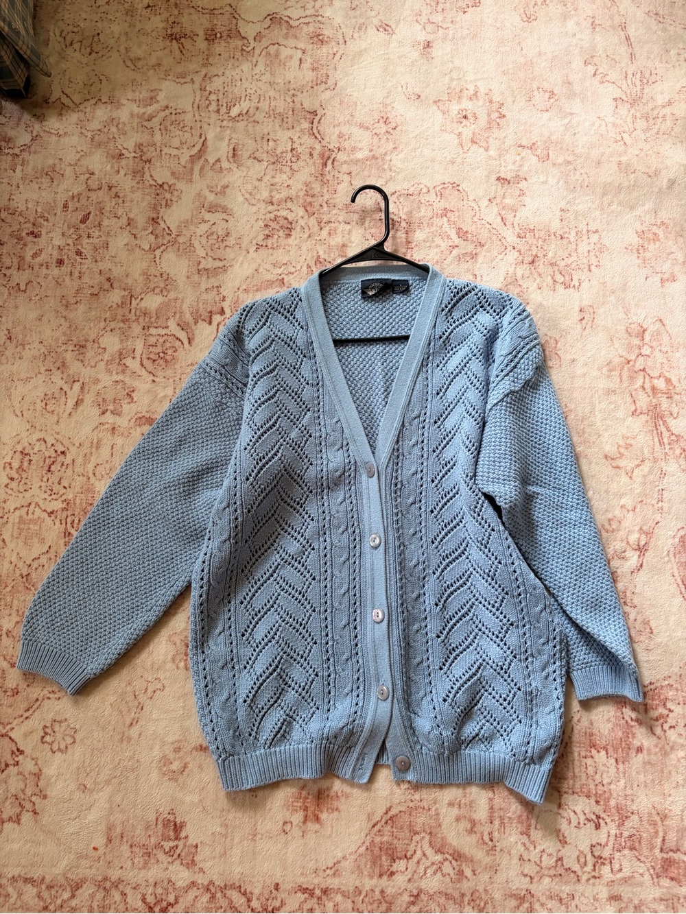 Light Blue Women's Knit Button-Front Cardigan Sweater